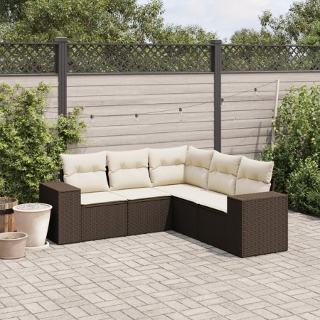 Set comedor de jardín 5 piezas y cojines ratán sintético marrón de , Conjuntos de jardín - Ref: Foro24-3254890, Precio: 379,8...