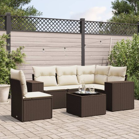 Set aus 6-teiligen Gartensofas und Kissen, synthetisches Rattanbraun von , Gartensets - Ref: Foro24-3254920, Preis: 429,08 €,...