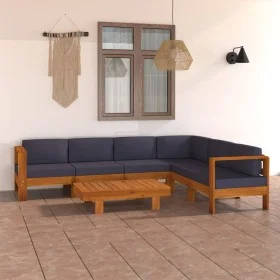 Gartenmöbel 7-teilig mit dunkelgrauen Akazienholzkissen von vidaXL, Gartensets - Ref: Foro24-3057956, Preis: 1,00 €, Rabatt: %