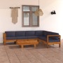 Gartenmöbel 7-teilig mit dunkelgrauen Akazienholzkissen von vidaXL, Gartensets - Ref: Foro24-3057956, Preis: 962,43 €, Rabatt: %