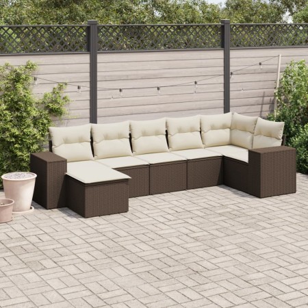 Juego de sofás de jardín 7 piezas con cojines ratán PE marrón von , Gartensets - Ref: Foro24-3255220, Preis: 454,96 €, Rabatt: %