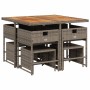 Set comedor jardín 9 pzas y cojines ratán sintético gris de , Conjuntos de jardín - Ref: Foro24-3211322, Precio: 344,86 €