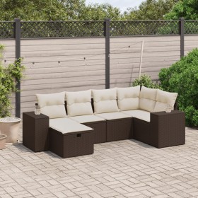 Set of 6-piece garden sofas and cushions synthetic rattan brown by , Garden sets - Ref: Foro24-3264419, Price: 408,19 €, Disc...