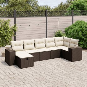7-piece garden sofa set with brown PE rattan cushions by , Garden sets - Ref: Foro24-3264459, Price: 483,82 €, Discount: %