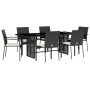 7-teiliges Garten-Esszimmerset und Kissen synthetisches Rattan schwarz von , Gartensets - Ref: Foro24-3213494, Preis: 507,87 ...