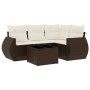 5-teiliges Garten-Esszimmerset und Kissen Kunstrattan braun von , Gartensets - Ref: Foro24-3253660, Preis: 370,53 €, Rabatt: %