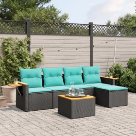 Set de sofás de jardín 6 pzas con cojines ratán sintético negro von , Gartensets - Ref: Foro24-3226764, Preis: 436,52 €, Raba...