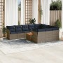 Set of 11 garden sofas and cushions synthetic rattan gray by , Garden sets - Ref: Foro24-3256173, Price: 794,73 €, Discount: %