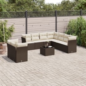 Set mit 10 Gartensofas und -kissen Kunstrattan braun von , Gartensets - Ref: Foro24-3217853, Preis: 647,68 €, Rabatt: %