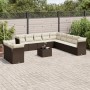 Set de sofás de jardín y cojines 12 pzas ratán sintético marrón