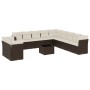 Set de sofás de jardín y cojines 12 pzas ratán sintético marrón