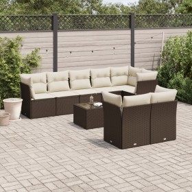Set of 9 garden sofas and cushions synthetic rattan brown by , Garden sets - Ref: Foro24-3217923, Price: 596,23 €, Discount: %