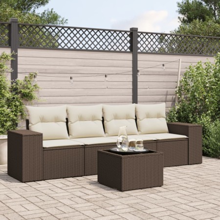 Set comedor de jardín 5 piezas y cojines ratán sintético marrón by , Garden sets - Ref: Foro24-3254630, Price: 338,64 €, Disc...