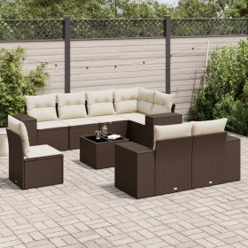 Set of 9 garden sofas and cushions synthetic rattan brown by , Garden sets - Ref: Foro24-3222852, Price: 656,36 €, Discount: %