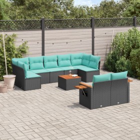 Set of 10pcs garden sofas with black synthetic rattan cushions by , Garden sets - Ref: Foro24-3227135, Price: 774,11 €, Disco...