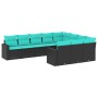 Set mit 10 Stück Gartensofas mit schwarzen Kissen aus synthetischem Rattan von , Gartensets - Ref: Foro24-3219477, Preis: 785...