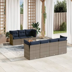 Set aus Gartensofas und Kissen 8-teilig synthetisches Rattangrau von , Gartensets - Ref: Foro24-3255837, Preis: 596,17 €, Rab...