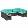 Set de sofás de jardín 9 pzas con cojines ratán sintético negro de , Conjuntos de jardín - Ref: Foro24-3227114, Precio: 736,6...