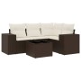 5-teiliges Garten-Esszimmerset und Kissen Kunstrattan braun von , Modulare Sofas für den Außenbereich - Ref: Foro24-3222522, ...