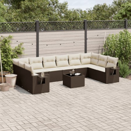 Set of garden sofas 11 pcs cushions synthetic rattan brown by , Garden sets - Ref: Foro24-3220682, Price: 725,50 €, Discount: %