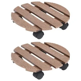 Plant stand with wheels 2 units WPC brown Ø30x7.5cm by vidaXL, Pot stands - Ref: Foro24-149033, Price: 46,38 €, Discount: %
