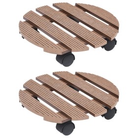 Plant stand with wheels 2 units WPC brown Ø30x7.5cm by vidaXL, Pot stands - Ref: Foro24-149033, Price: 38,03 €, Discount: %