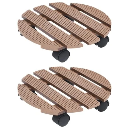 Plant stand with wheels 2 units WPC brown Ø30x7.5cm by vidaXL, Pot stands - Ref: Foro24-149033, Price: 46,38 €, Discount: %