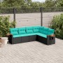 Set of 6 garden sofas with cushions synthetic rattan black by , Garden sets - Ref: Foro24-3226841, Price: 495,65 €, Discount: %