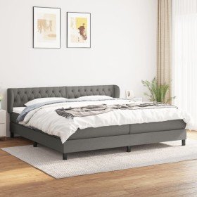 Cama box spring con colchón tela gris oscuro 200x200 cm en Camas y somieres | Comprar online en Foro24