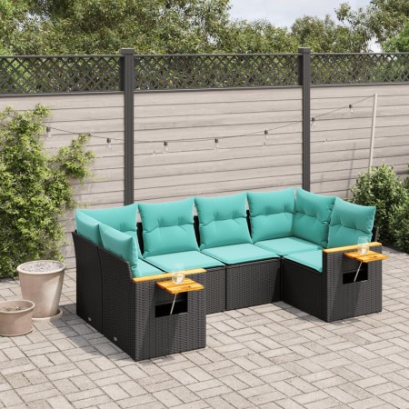 Set de sofás de jardín 6 pzas con cojines ratán sintético negro by , Garden sets - Ref: Foro24-3227100, Price: 532,97 €, Disc...