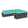 Set mit 10 Stück Gartensofas mit schwarzen Kissen aus synthetischem Rattan von , Gartensets - Ref: Foro24-3227177, Preis: 796...