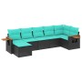 Set of 7 garden sofas with cushions synthetic rattan black by , Garden sets - Ref: Foro24-3227030, Price: 550,61 €, Discount: %