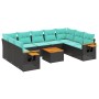 Set mit 10 Stück Gartensofas mit schwarzen Kissen aus synthetischem Rattan von , Gartensets - Ref: Foro24-3227121, Preis: 774...
