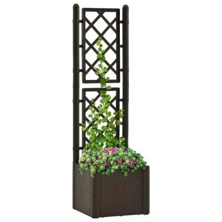 Flower bed with trellis and automatic irrigation system mocha by vidaXL, Pots and planters - Ref: Foro24-313964, Price: 95,43...