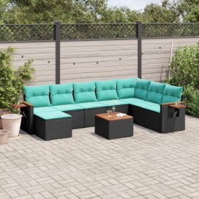 Set de sofás de jardín 9 pzas con cojines ratán sintético negro de , Conjuntos de jardín - Ref: Foro24-3227093, Precio: 651,8...
