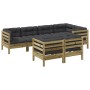 Set of 7 garden sofas with impregnated pine wood cushions by , Garden sets - Ref: Foro24-3299499, Price: 767,06 €, Discount: %