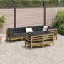 Set of 7 garden sofas with impregnated pine wood cushions by , Garden sets - Ref: Foro24-3299499, Price: 767,06 €, Discount: %