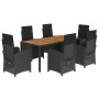 Set de comedor de jardín 7 pzas y cojines ratán sintético negro by , Garden sets - Ref: Foro24-3212478, Price: 883,84 €, Disc...