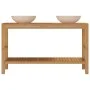 Solid teak wood vanity unit with cream marble sinks by vidaXL, bathroom vanities - Ref: Foro24-3058169, Price: 499,25 €, Disc...