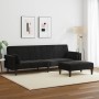 Sofá cama de 2 plazas con taburete terciopelo negro von , Sofas - Ref: Foro24-3258136, Preis: 341,61 €, Rabatt: %