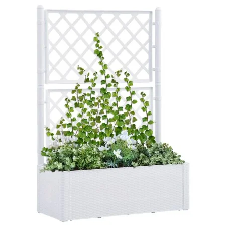 Flowerbed with trellis and white automatic irrigation system by vidaXL, Pots and planters - Ref: Foro24-313967, Price: 156,86...