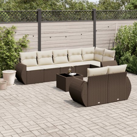Set de sofás de jardín 9 pzas y cojines ratán sintético marrón by , Garden sets - Ref: Foro24-3253970, Price: 703,88 €, Disco...