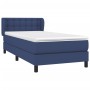 Cama box spring con colchón tela azul 80x200 cm