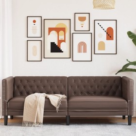 Sofá Chesterfield de 3 plazas cuero artificial marrón von , Sofas - Ref: Foro24-372668, Preis: 311,42 €, Rabatt: %