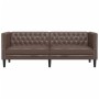 Sofá Chesterfield de 3 plazas cuero artificial marrón by , Sofas - Ref: Foro24-372668, Price: 311,42 €, Discount: %