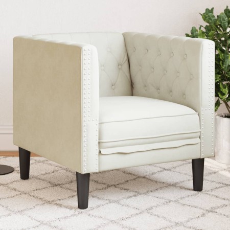 Sillón Chesterfield de terciopelo blanco crema by , Sofas - Ref: Foro24-372680, Price: 161,15 €, Discount: %