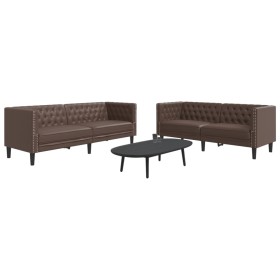 Juego de sofás Chesterfield 2 piezas cuero sintético marrón by , Sofas - Ref: Foro24-3209276, Price: 578,99 €, Discount: %
