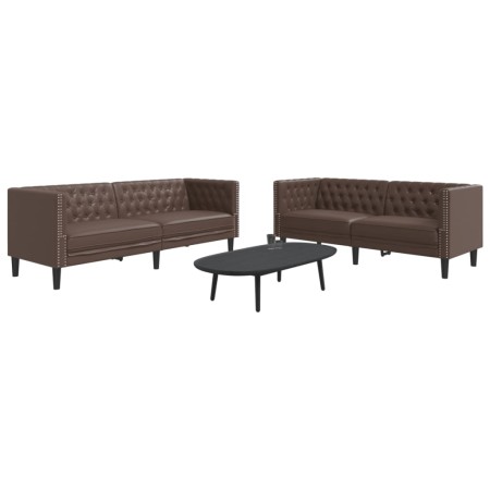 Juego de sofás Chesterfield 2 piezas cuero sintético marrón by , Sofas - Ref: Foro24-3209276, Price: 578,99 €, Discount: %