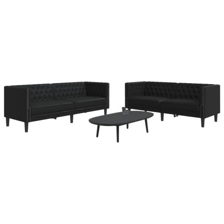 Juego de sofás Chesterfield 2 piezas cuero sintético negro by , Sofas - Ref: Foro24-3209274, Price: 627,82 €, Discount: %