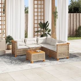Juego de sofás jardín con cojines 6 pzas ratán sintético beige by , Garden sets - Ref: Foro24-3261832, Price: 489,25 €, Disco...